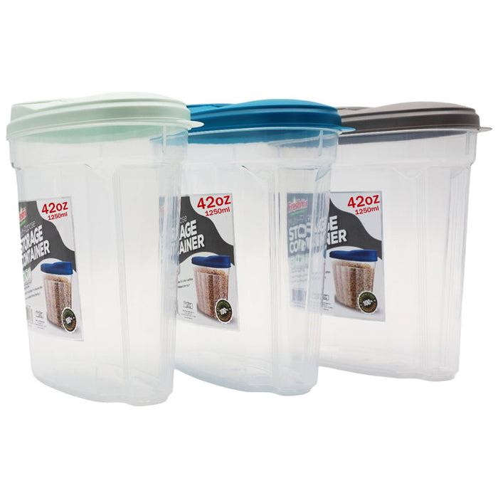 6 Plastic Cereal Dispensers 42oz BPA Free Food Storage Containers Airtight Bins