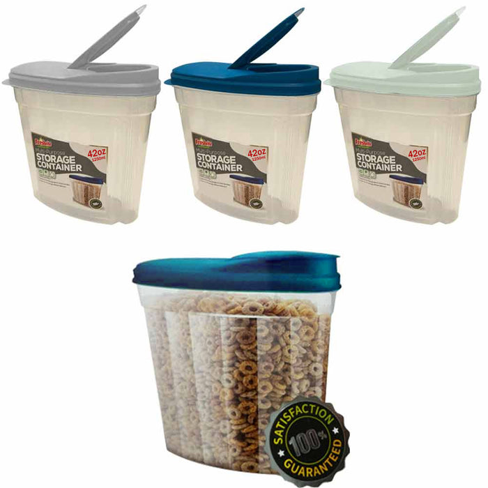 3 Pack Cereal Containers Storage Dispenser Set Pantry Dry Food Bin BPA Free 42oz
