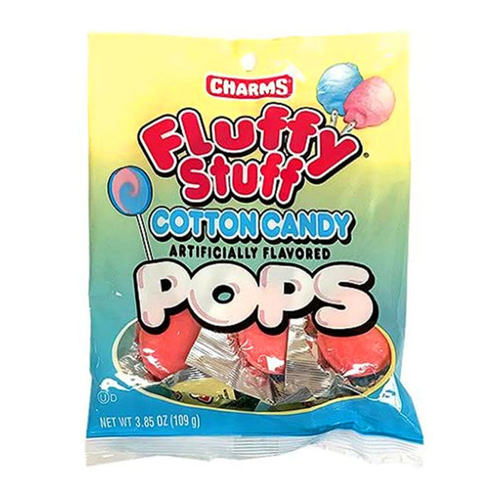 1 Bag Charms Cotton Candy Flavor Pops Lollipop Sucker Stick Candies Party 3.85oz