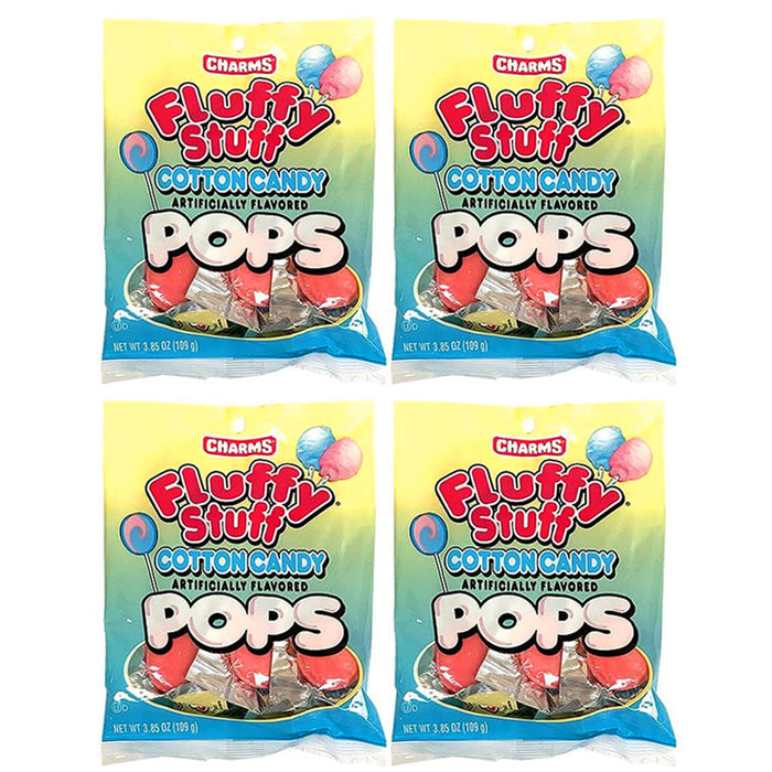 4 Bag Charms Cotton Candy Flavor Pops Lollipop Sucker Candies Party Treat 15.4oz
