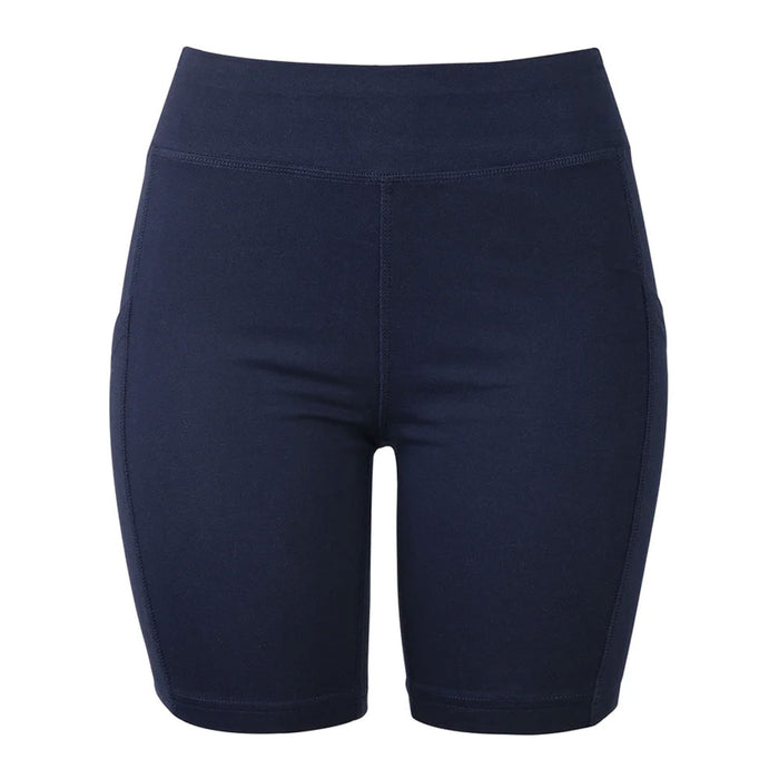 2 Women's Athletic Leggings Shorts w/ Pockets Yoga Running Exercise Gym Navy S