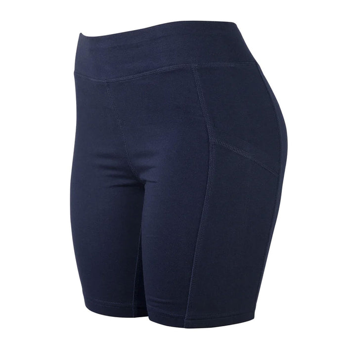 2 Women's Athletic Leggings Shorts w/ Pockets Yoga Running Exercise Gym Navy M