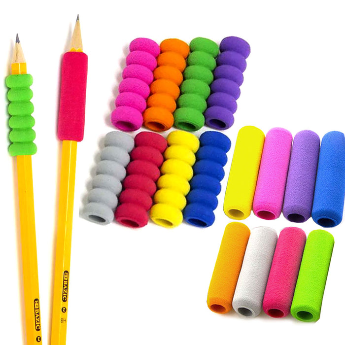 8 Pc Assorted Pencil Grips Pen Comfort Holder Soft Foam Groove Sponge School