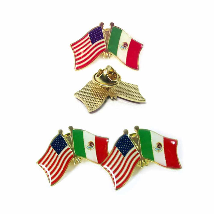 3 Pc Mexico USA Crossed Friendship Flag Lapel Pin Support Patriotic Enamel Badge