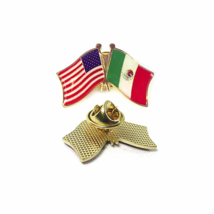 10 Mexico USA Crossed Friendship Flag Lapel Pin Support Patriotic Enamel Badge