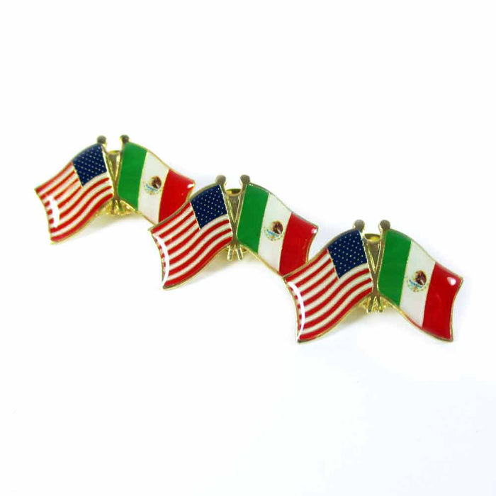 3 Pc Mexico USA Crossed Friendship Flag Lapel Pin Support Patriotic Enamel Badge