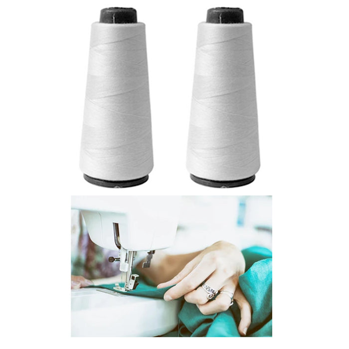 2 Spools White Sewing Thread 1000 Meters 3280 Feet Sew Fabric Upholstery Craft