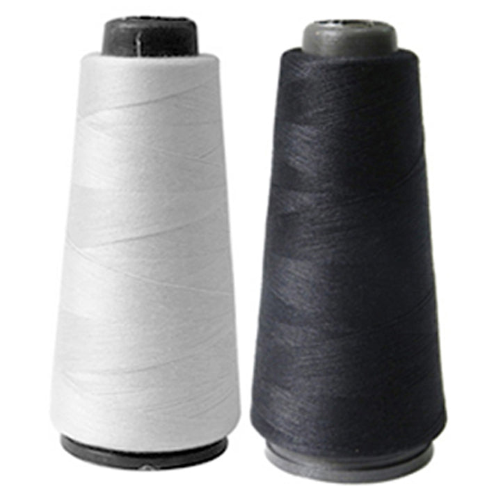 2 Spools Black White Sewing Thread 1000 Meters 3280 Feet Sew Fabric Upholstery