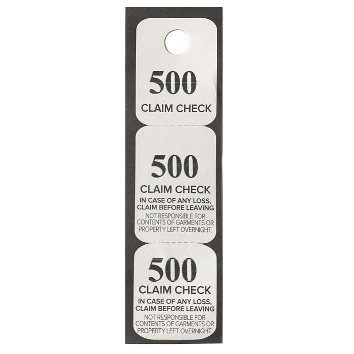 1000 Coat Claim Check Tickets 3 Part Paper Perforated Number Tags Hanger Receipt