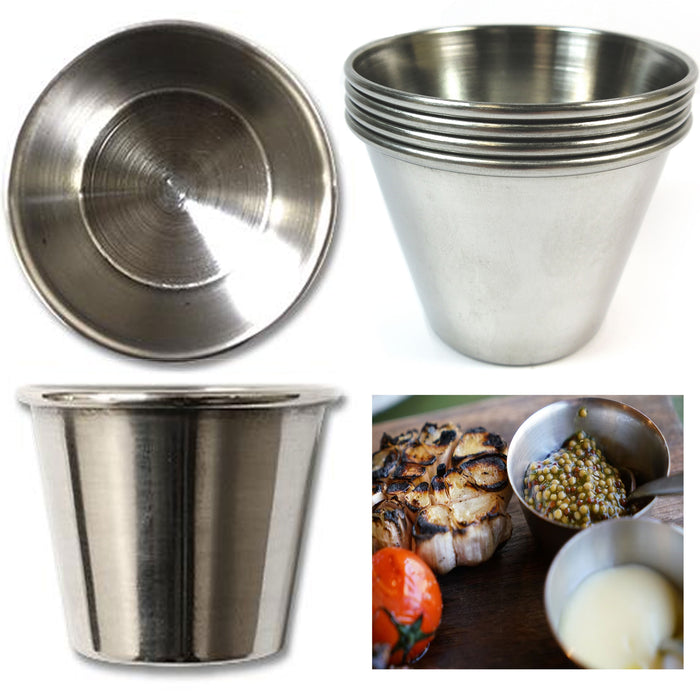 12ct Metal Sauce Cups Dish Condiment Stainless Steel Containers Dressing Dip 4oz