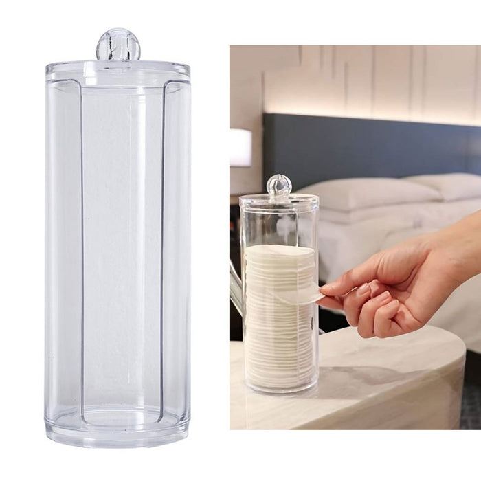 Makeup Cotton Pad Holder Clear Organizer Dispenser Bathroom Jar for Round Cotton