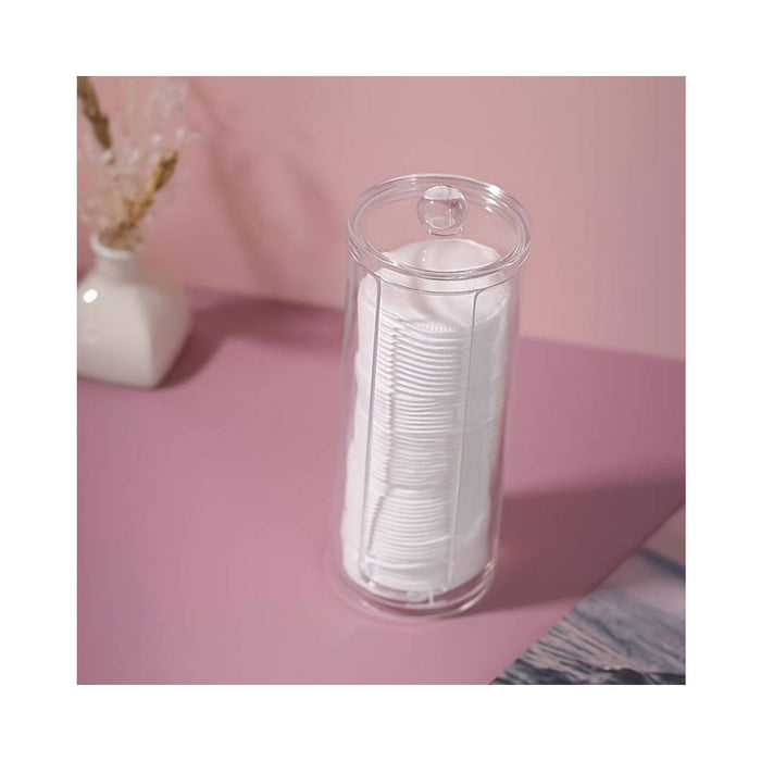 Makeup Cotton Pad Holder Clear Organizer Dispenser Bathroom Jar for Round Cotton