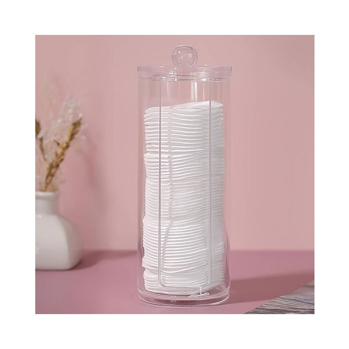 Makeup Cotton Pad Holder Clear Organizer Dispenser Bathroom Jar for Round Cotton