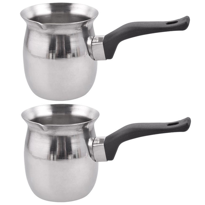 2 Pc Milk Warmer Pots Stainless Steel Stove Top Turkish Coffee Pot Espresso 34oz