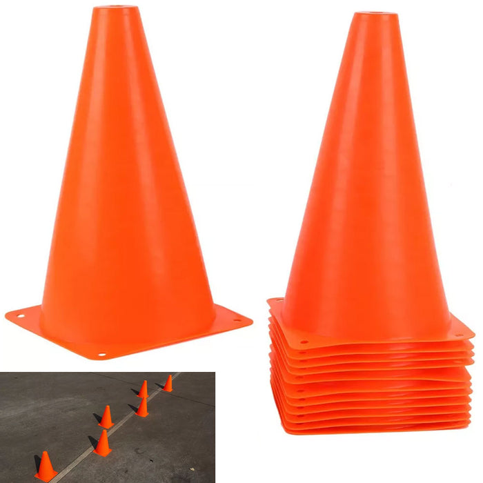12 Traffic Cones Posts 12" Parking Safety Driving Sports Training Agility Marker