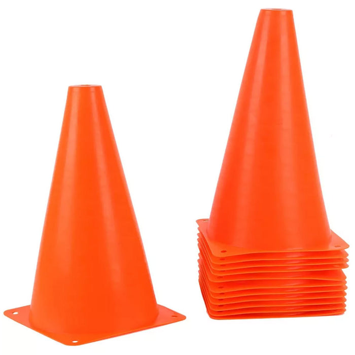 12 Traffic Cones Posts 12" Parking Safety Driving Sports Training Agility Marker