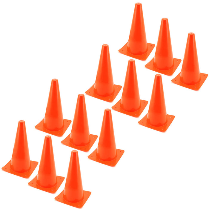 12 Traffic Cones Posts 12" Parking Safety Driving Sports Training Agility Marker