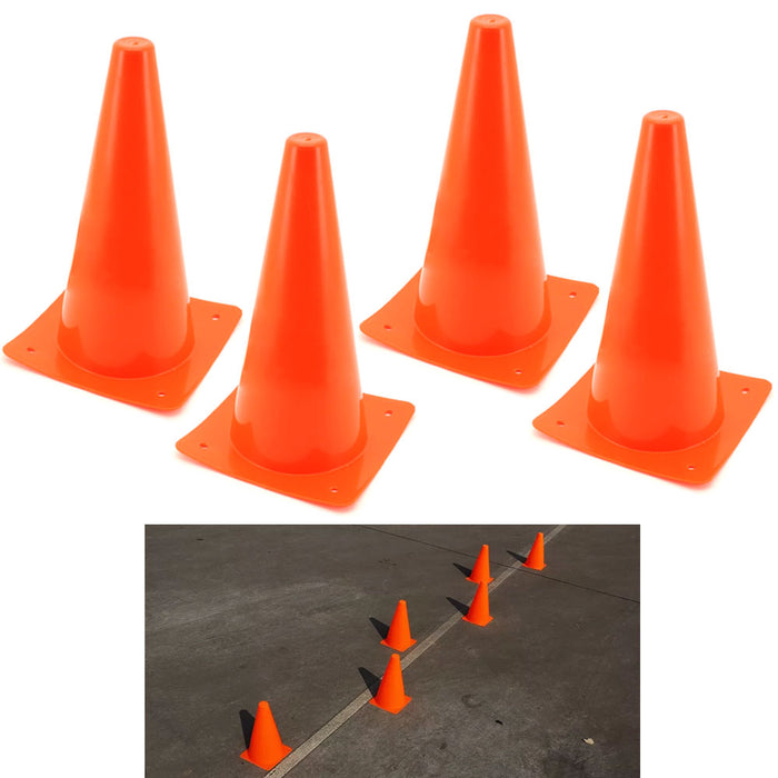 4 Plastic Safety Cones Traffic Parking Sports Training Marker Road Emergency 12"