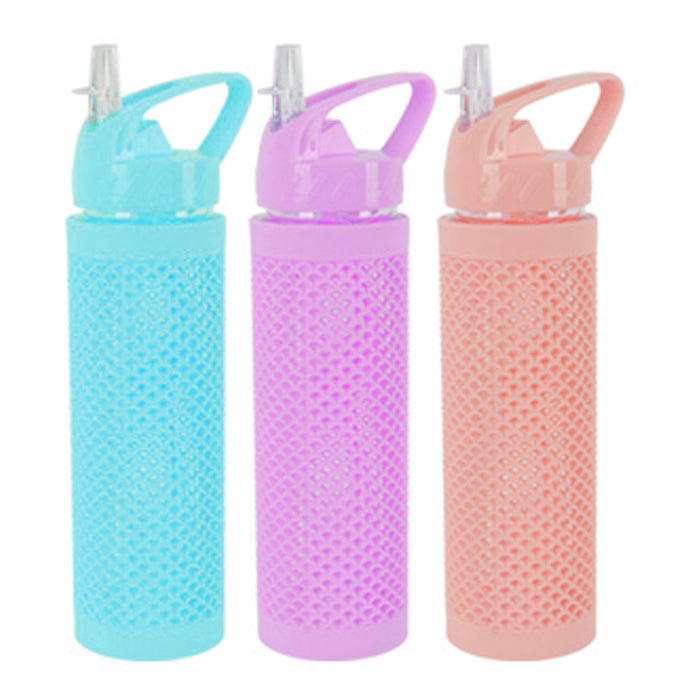 1 Sports Water Bottle Biking Wide Mouth Double Wall Flip Straw 700mL Travel Gym