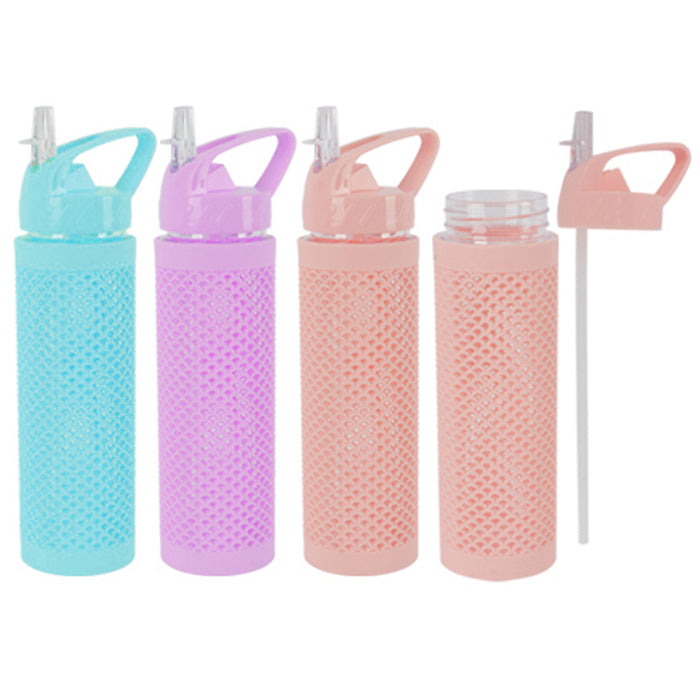 2 Insulated Water Bottles Double Wall Sports Biking Flip Straw Wide Mouth 700mL
