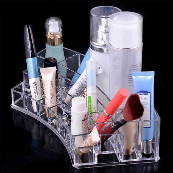 2 Acrylic Cosmetic Organizer Jewelry Makeup 19 Compartment Holder Vanity Storage