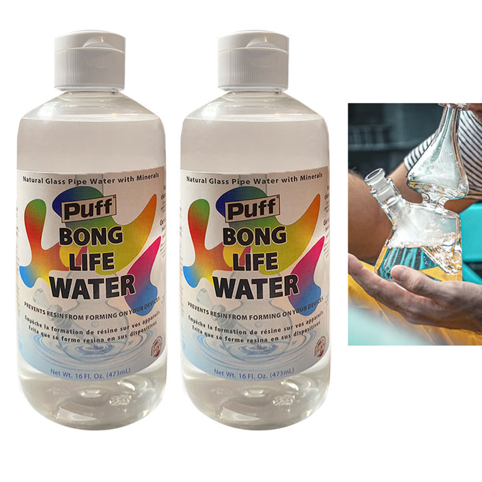 2 Bong Life Purified Water W/ Minerals 16oz Solution Clean Bubbler Pipe Resin