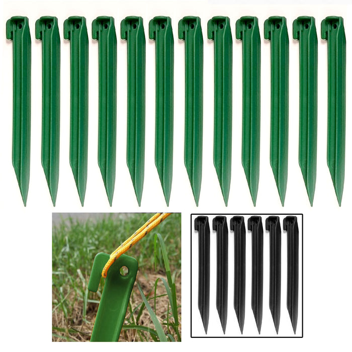 12 Pc Heavy Duty Plastic Tent Nails Pegs Garden Stakes Anchor Picnic Camp Tarp