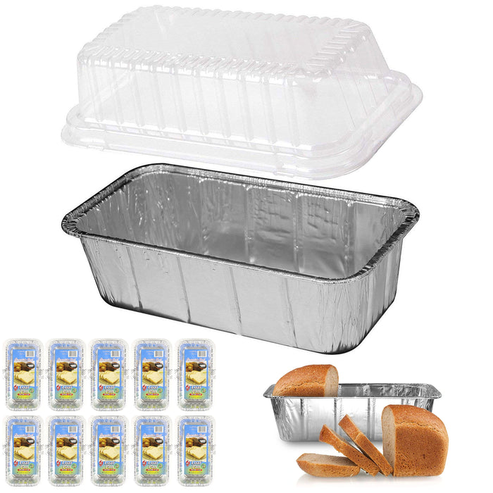 20 Aluminum Mini Loaf Pan Lids 8" Disposable Baking Bread Foil Tin Container 2LB