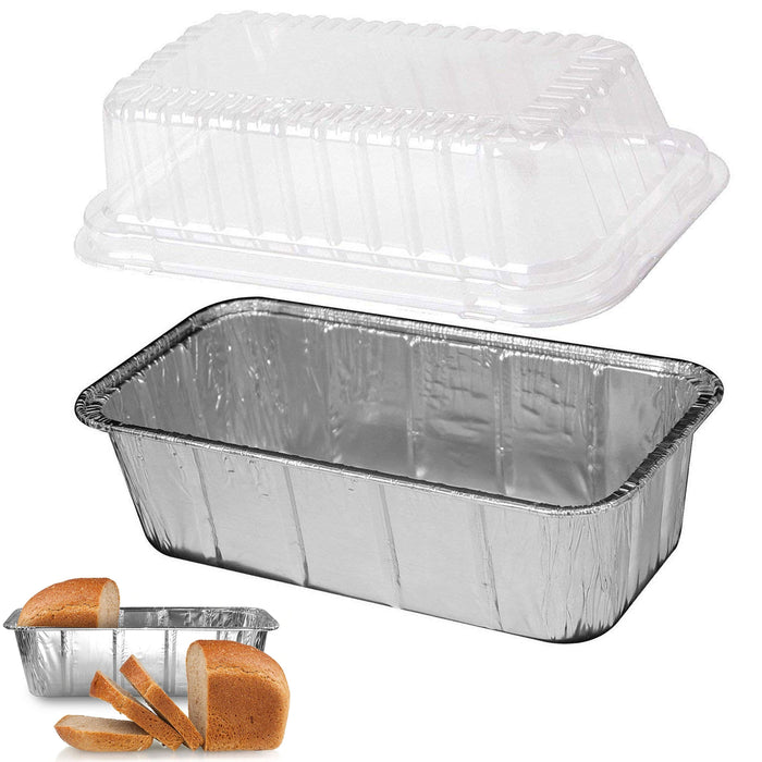 20 Aluminum Mini Loaf Pan Lids 8" Disposable Baking Bread Foil Tin Container 2LB