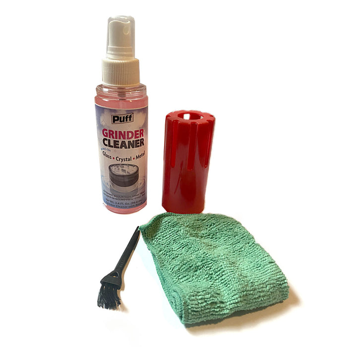 2 Puff Grinder Cleaner Residue Remover Solution Kit w/ Brush Glass Metal Crystal