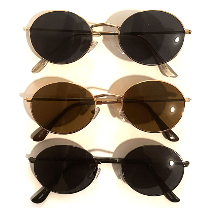 1 John Lennon Sunglasses Round Shades Gold Black Frame Lenses Retro Hippie  Party - Walmart.com