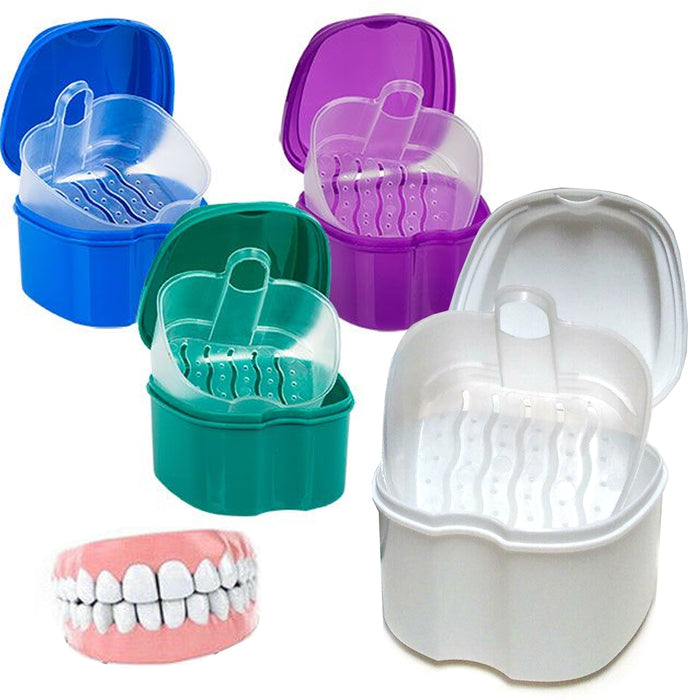 4 Pk Denture Storage Dental Mouthguard Container Case Bath Protect Orthodontic