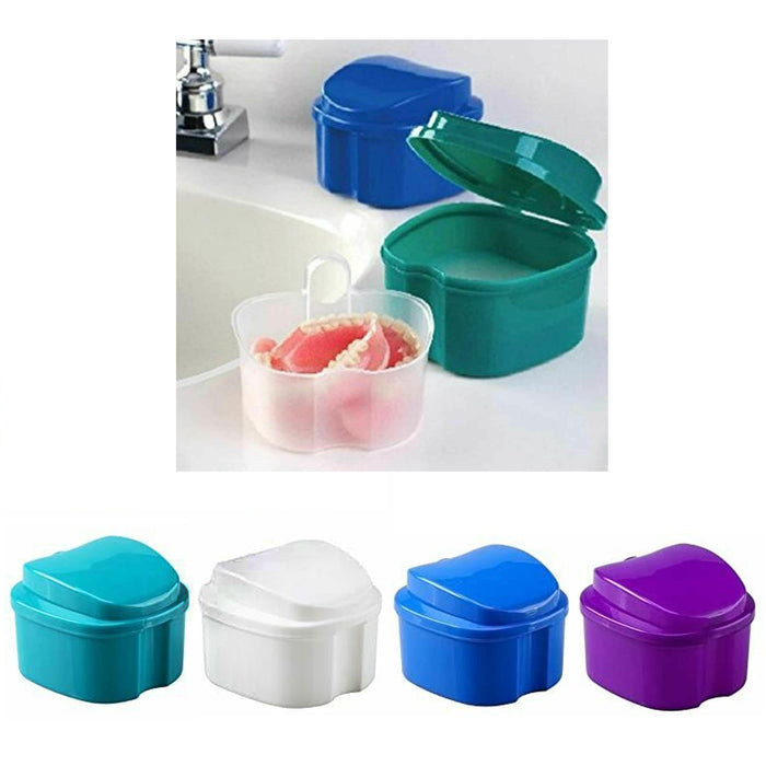 4 Pk Denture Storage Dental Mouthguard Container Case Bath Protect Orthodontic