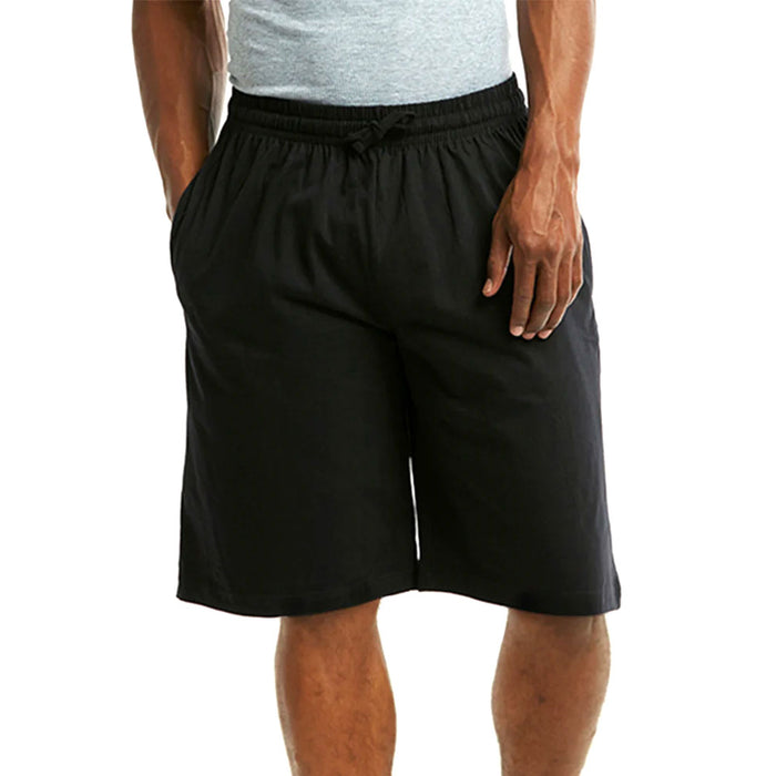2 Men's 100% Cotton Shorts Knitted Pajama Sleep Lounge Pocket Casual Gym Black M