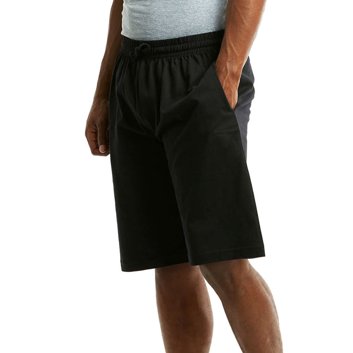 Men's Knitted Pajama Shorts 100% Cotton Lounge Pocket Casual Gym Workout Black M