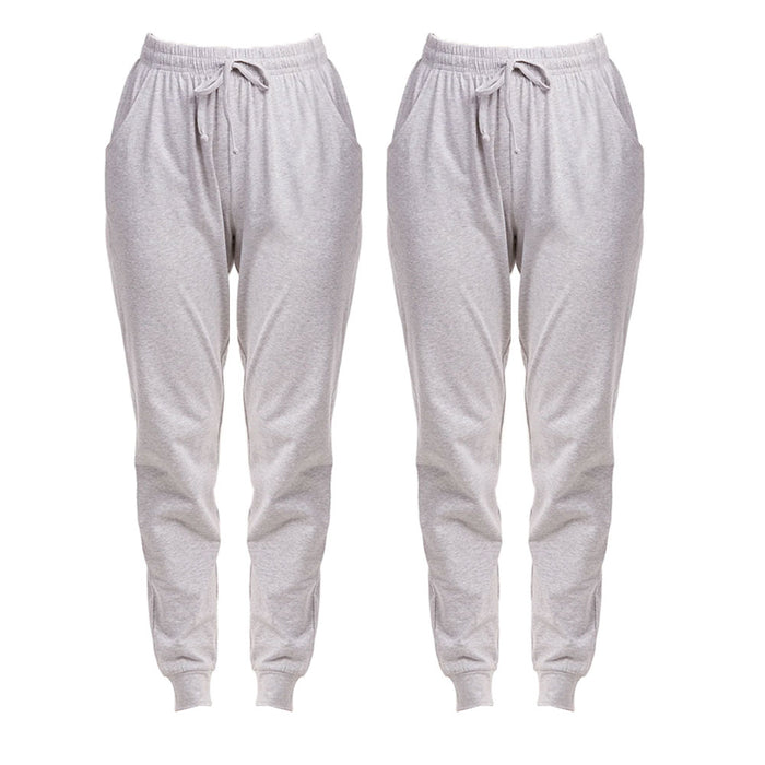 2 Women's Cotton Joggers Athletic Sweat Pants Sport Exercise Lounge Light Grey M
