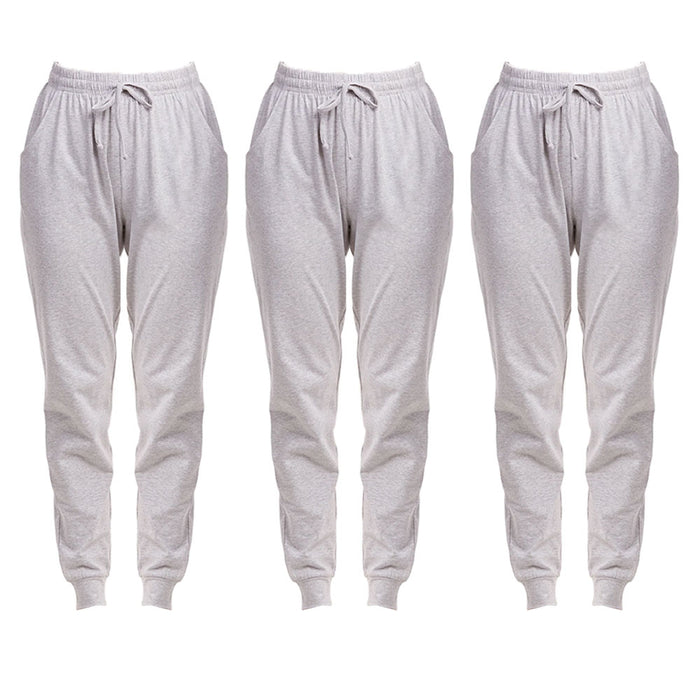 3 Pc Womens Sweat Pants Joggers Athletic Yoga Lounge Exercise Sport Light Grey M