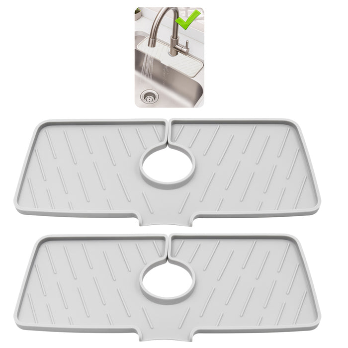 2 Silicone Faucet Drain Mat Drip Catcher Tray Kitchen Sink Splash Guard Slip Pad