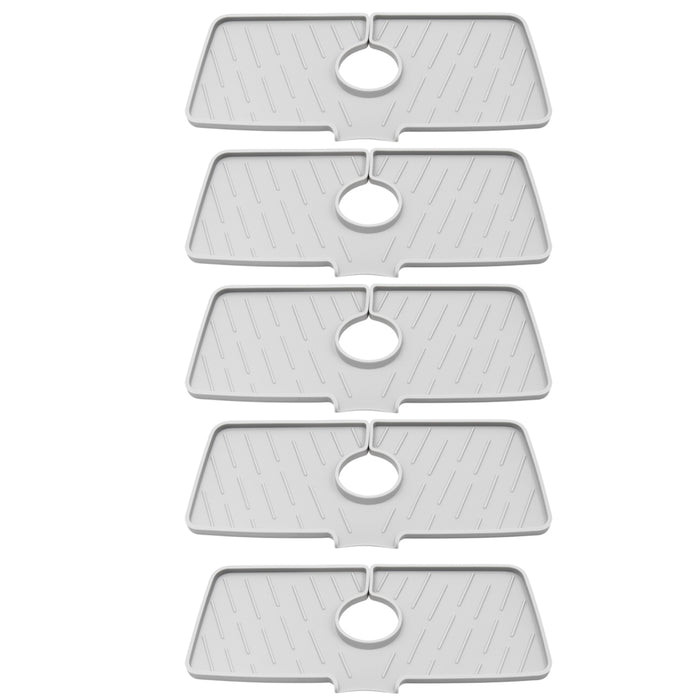 5 Kitchen Sink Splash Guard Behind Faucet Tray Silicone Mat 17.7X5.9" Home White