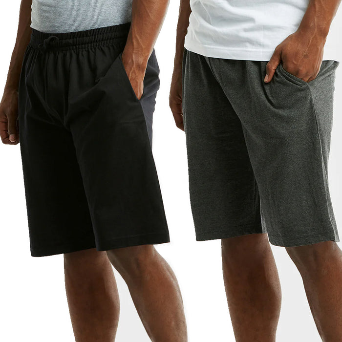 2 Men Athletic Gym Short 21" Elastic Waist Casual Pajama Pocket Jogger Workout M