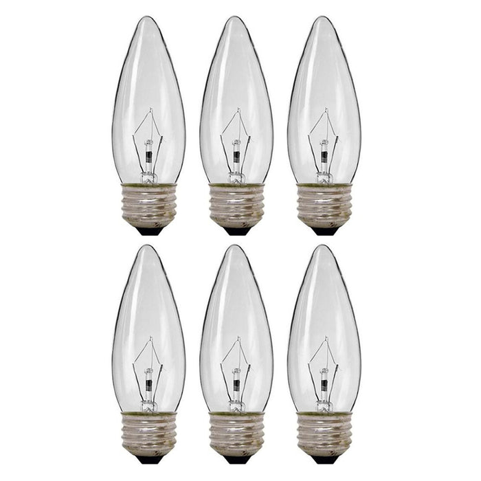 6 Pc Candelabra Light Bulbs Clear 40W 120V Soft Lighting Chandelier Sconce Lamp