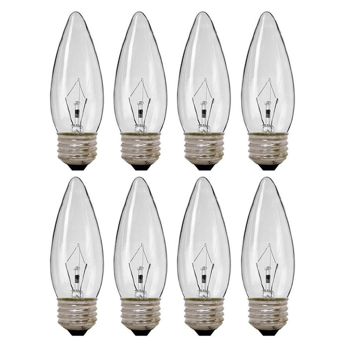 8 Pc Chandelier Replacement 40W Candelabra Light Bulbs Sconce 120V Lamp Clear
