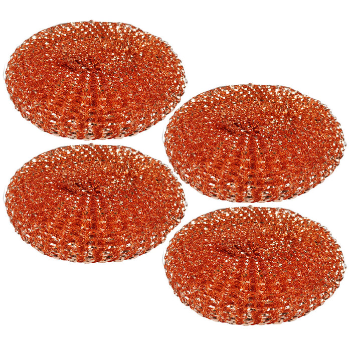 4 Pc Copper Scrubber Scourer Wire Mesh Wool Pad Scrub Cleaning Dish Pan Scouring
