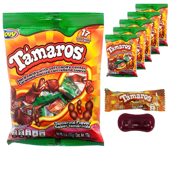 102 Pc Tamaros Tamarindo Mexican Hard Candy Caramelo Soft Center Chewy Chili 6Pk