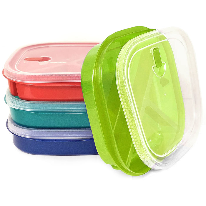 6 Reusable Food Storage Container Meal Prep 3 Section Plate Microwave BPA Free