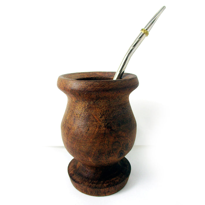 ARGENTINA MATE GOURD ALGARROBO YERBA TEA CUP SET BOMBILLA STRAW KIT DRINK 7045