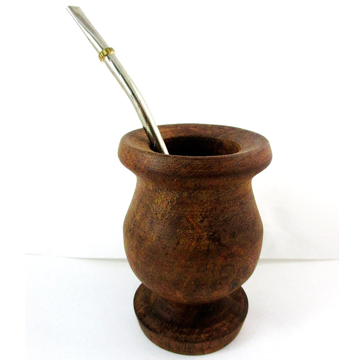 ARGENTINA MATE GOURD ALGARROBO YERBA TEA CUP SET BOMBILLA STRAW KIT DRINK 7045