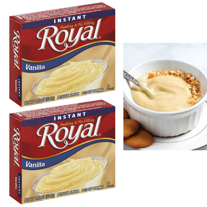 2 Packs Royal Instant Pudding Vanilla Dessert Mix Filling Fat Free 1.85oz Each