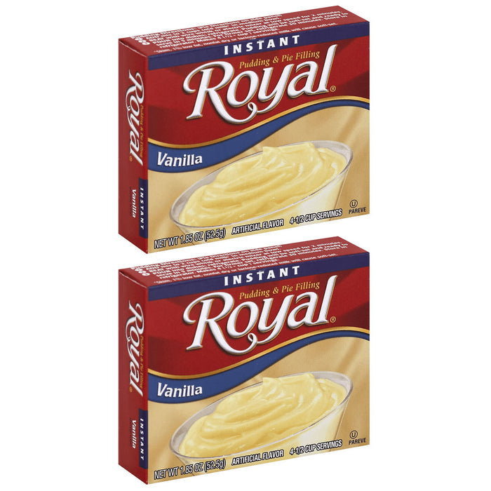 2 Packs Royal Instant Pudding Vanilla Dessert Mix Filling Fat Free 1.85oz Each