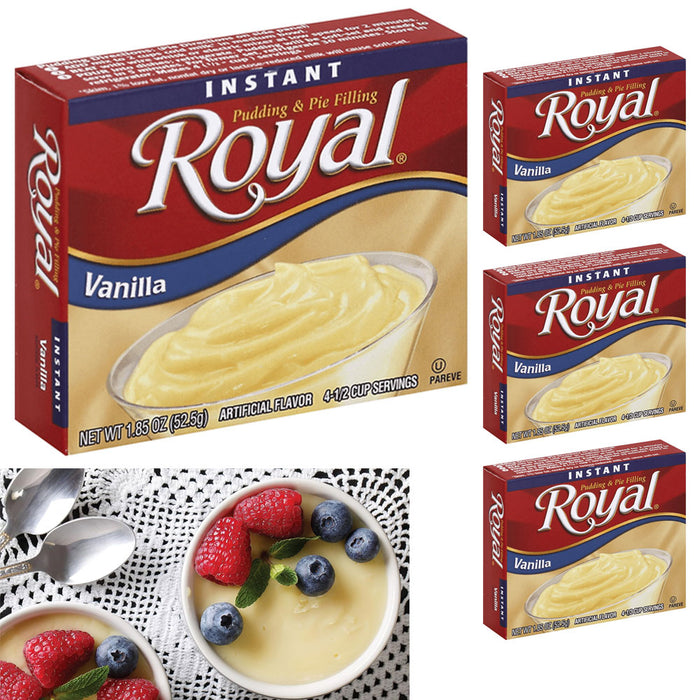 4 Pk Royal Instant Pudding Vanilla Dessert Mix Pie Filling Custard 1.85oz Each